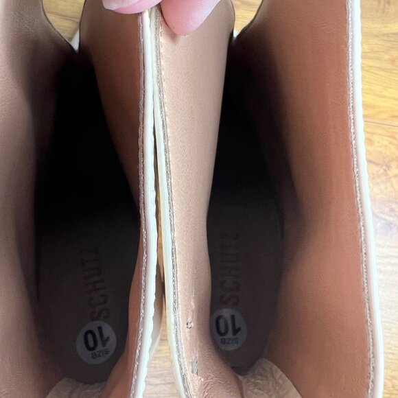 Schutz Viha Patent Leather Bootie‎ Womens 10 Pointed Toe Heel Eggshell - Picture 13 of 16